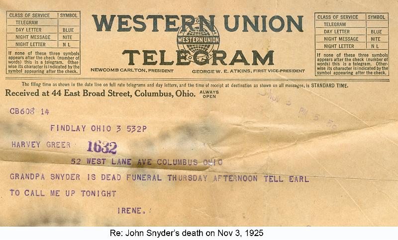 1925 Greer, telegram 1925